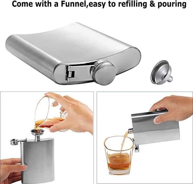 Custom 2 4 6 8oz Alcohol Hip Flask Male Whisky Wine Pot Bottle Portable Pocket Box Set Outdoor Stainless Steel Hip Flasks