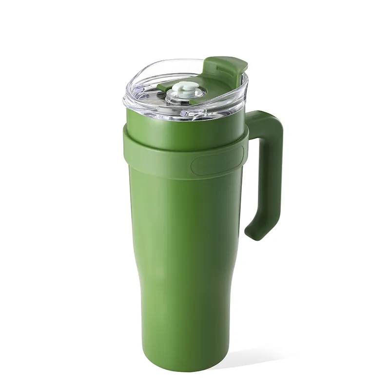 40 oz Coffee Car Cup With Handle Insulated Tumbler Stainless Steel Vacuum Flasks Portable Water Bottle