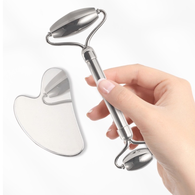 New Products 2024 Stainless Steel Facial Gua Sha Roller Skin Scratching Massage Tool Gua Sha Stainless Steel Set