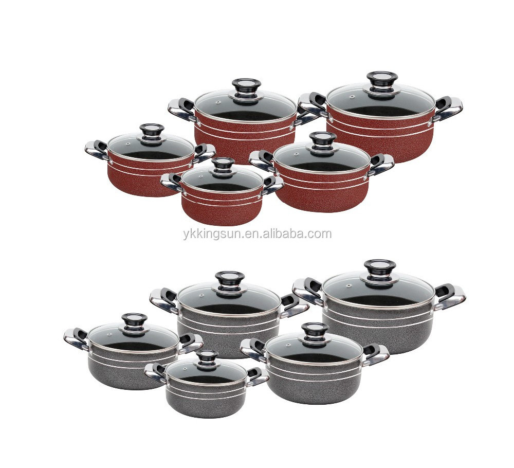 10pcs Aluminum Ceramic coating cookware with colourful bakelite handle