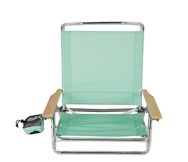 portable backpack aluminum beach chair foldable with Towel Holder and solid wood arms