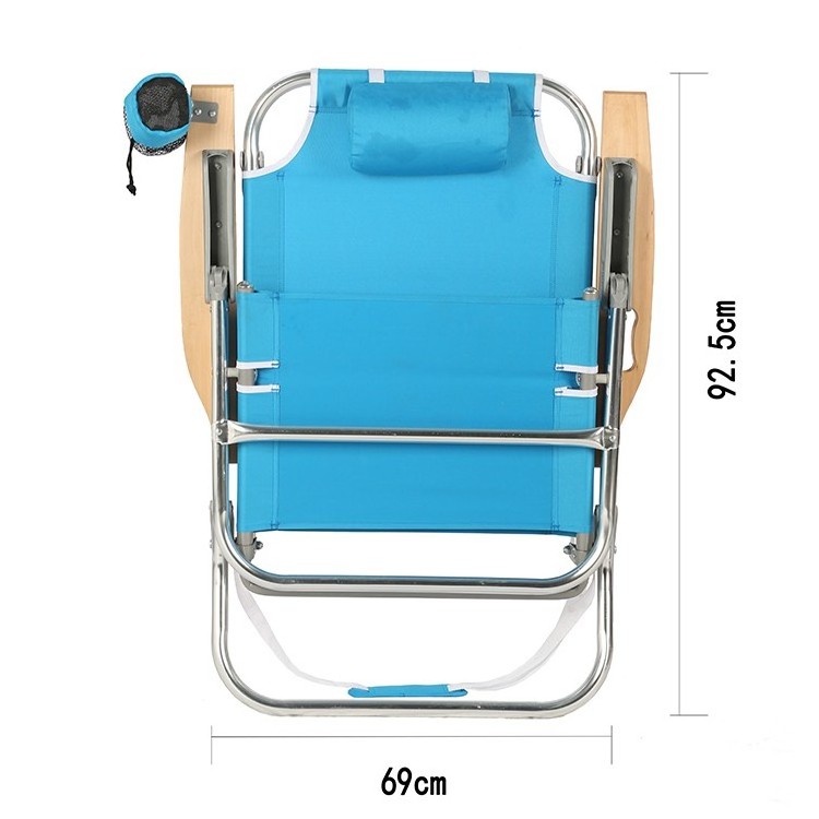 Outdoor Portable Folding  Stool with 5 Positions and Lays Flat Backrest Lightweight Aluminum  Lounge Beach Chair for Picnic