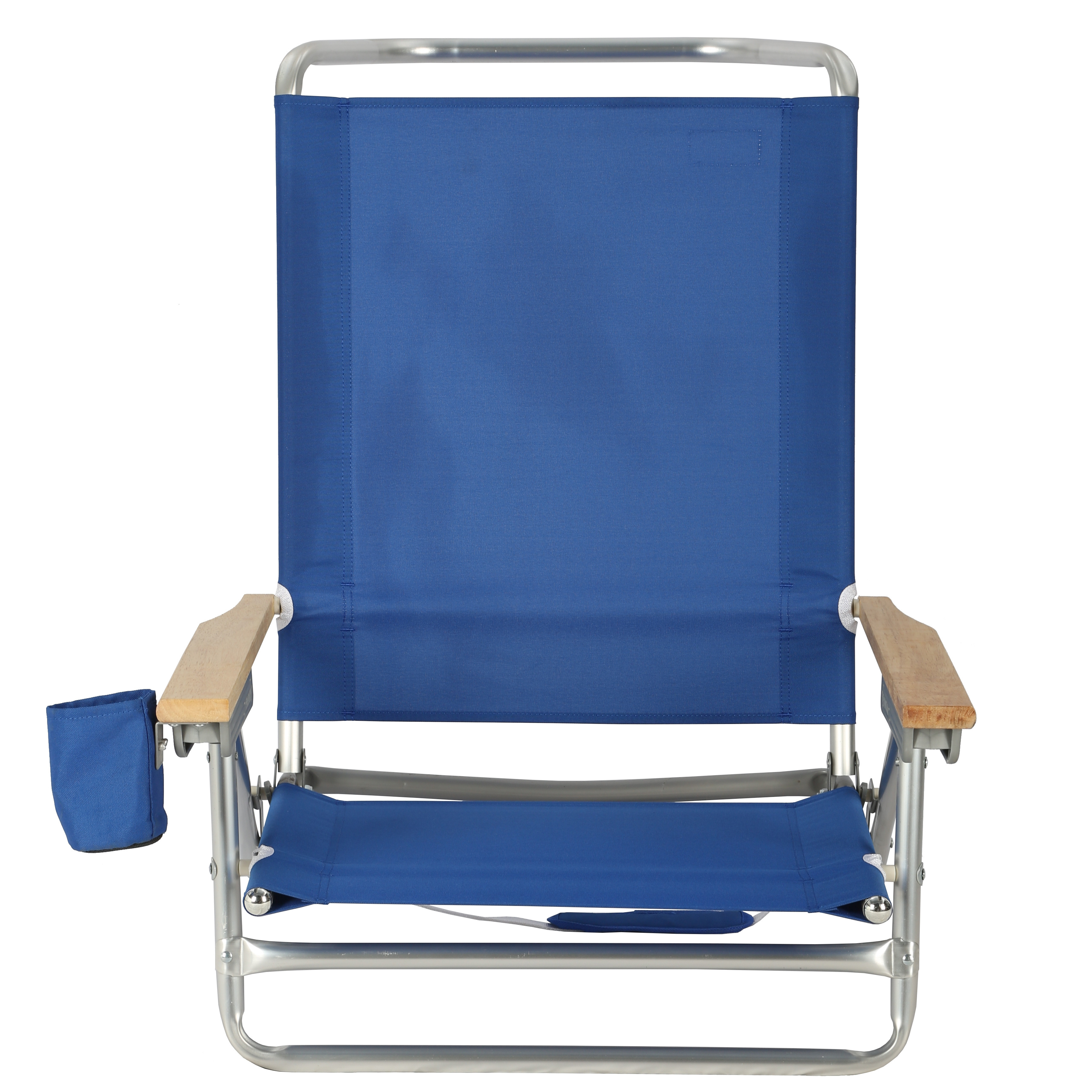 5 Position Lay Flat Folding Aluminium Pool Beach Chair with Towel Bar and Drink Holder