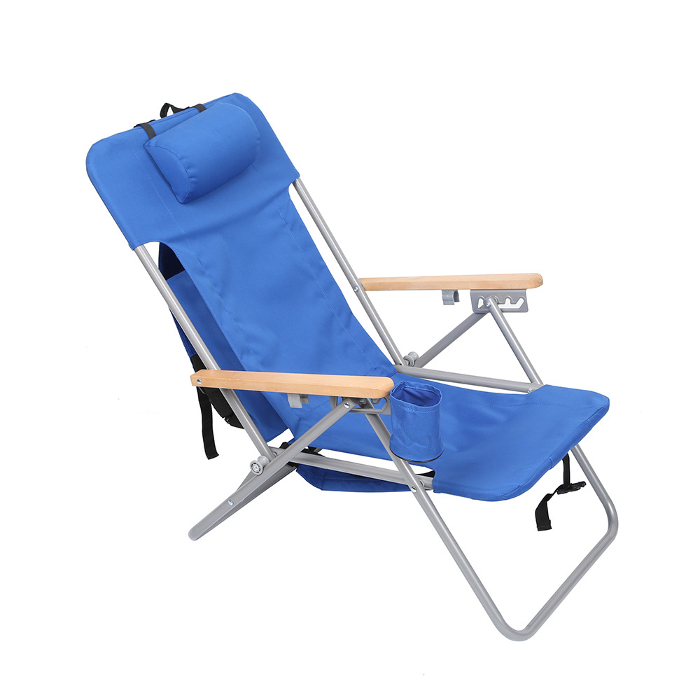 Outdoor backpack  portable steel folding camping beach chair with cup holder bag