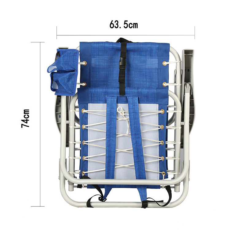 Lace-up Design Aluminum Comfortable Backpack Beach Foldable Chair with Cooler