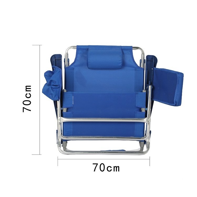 Outdoor Beach Lounge Backpack Aluminium Foldable Chaise camping Chair with Cooler Pouch