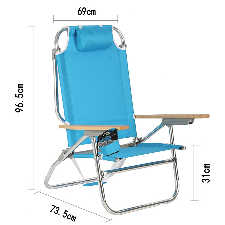 600D polyester outdoor lightweight camping portable foldable aluminium lounge chair beach