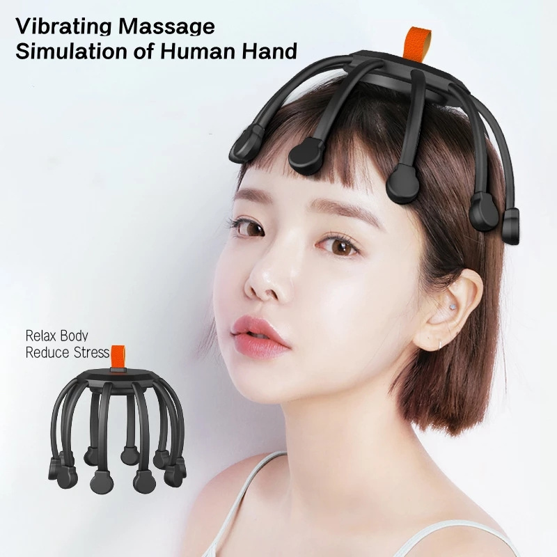 New Design Automatic 10 Motors Electric Vibrating Head Massager Cordless Portable Head Massager