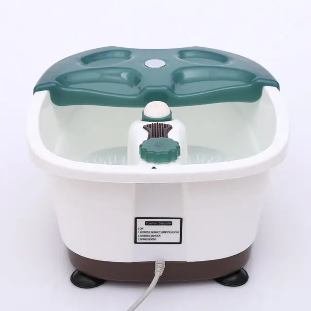 Red Light Heating Bubble Massage Foot Spa Basin Button Control with Pumice Stone Electric Foot Washing Massager Machine