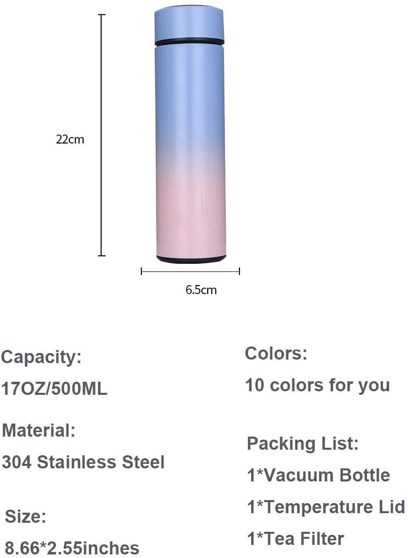 Christmas gifts led temperature display thermos flask 500ml stainless steel vacuum bottle for coffee and tea