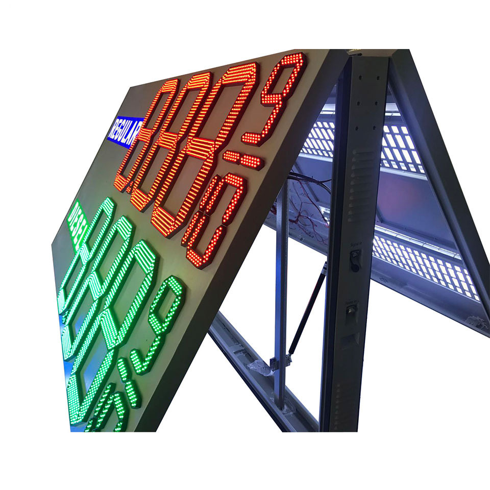 Yake 20 Inch 7 Segment LED Gas Price Signs with IP65 Waterproof Cabinet, Digit LED Display for Gas Station Advertising