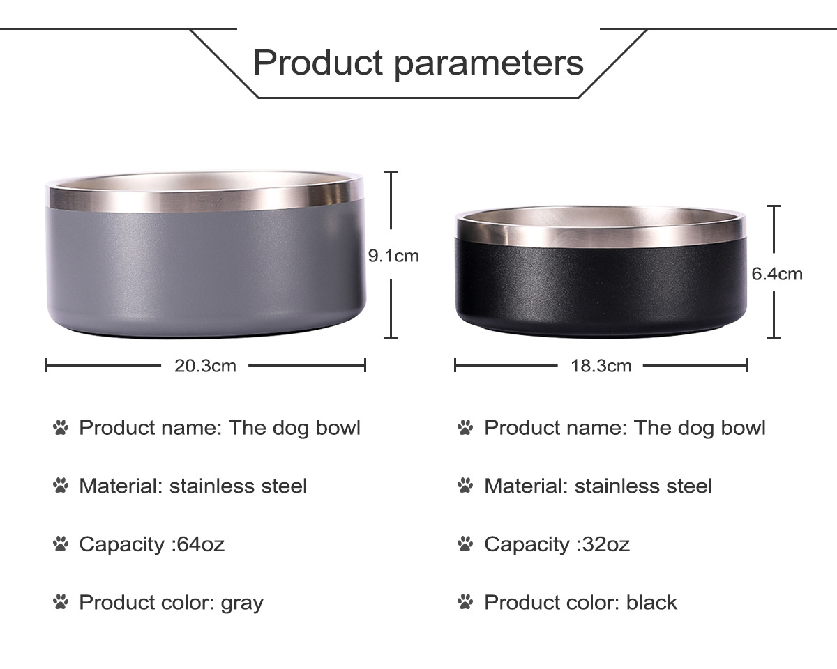 32oz Stainless Steel Double Wall Pet Dog Bowl with anti-slip Rubber Travel Pet Eating Slow Feeder