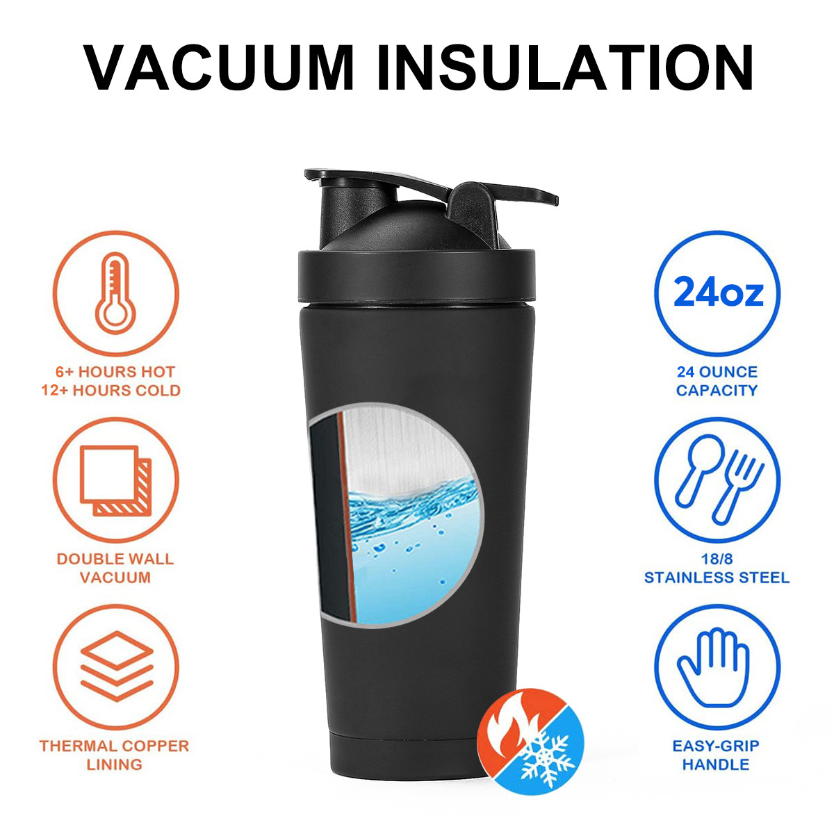 Bpa Free Stainless Steel 100% Leak Proof Protein Sport Shaker Bottle Double Wall Insulated Vacuum Gym Fitness Bottle Shaker