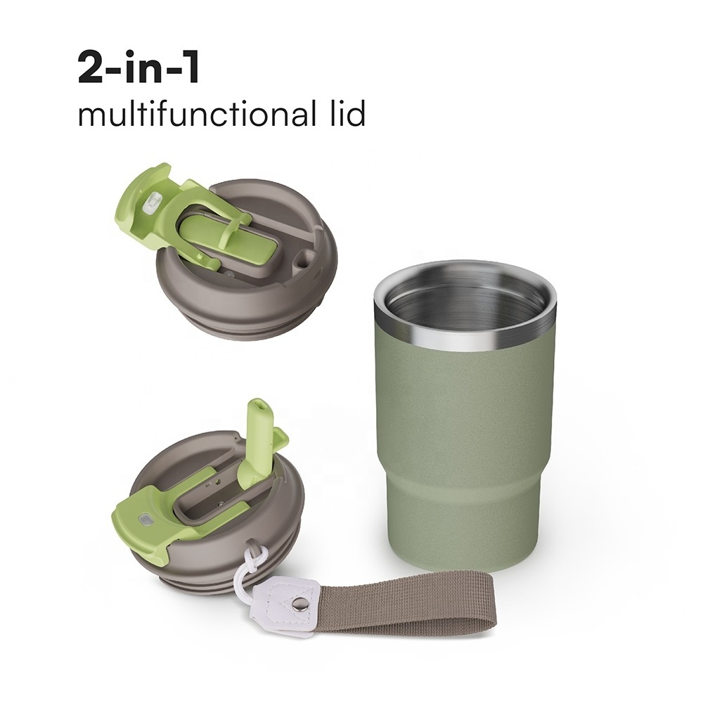 Hot Selling 2 in 1 Coffee Mugs Travel New Arrival Wine Tumbler Vacuum Stainless Steel Cup with Lid Straw