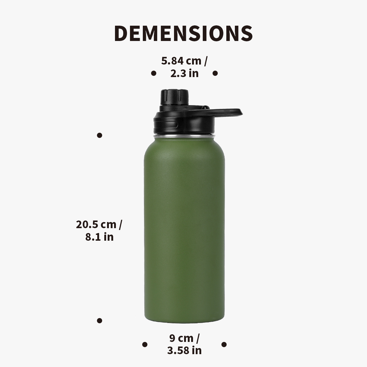 Customized 3 Lids Stainless Steel Vacuum Flask Water Bottle Insulated 32oz Wide Mouth Sports Bottle