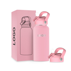 New Design Reusable Water Bottle Kids Double Wall Stainless Steel Insulated Water Bottle with Straw