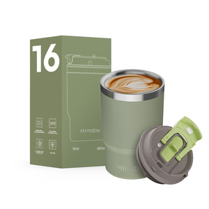 Leak Proof Coffee Mug 16oz/12oz Tumbler 304 Stainless Steel Thermal Tumbler Vacuum Insulated With Straw Lid