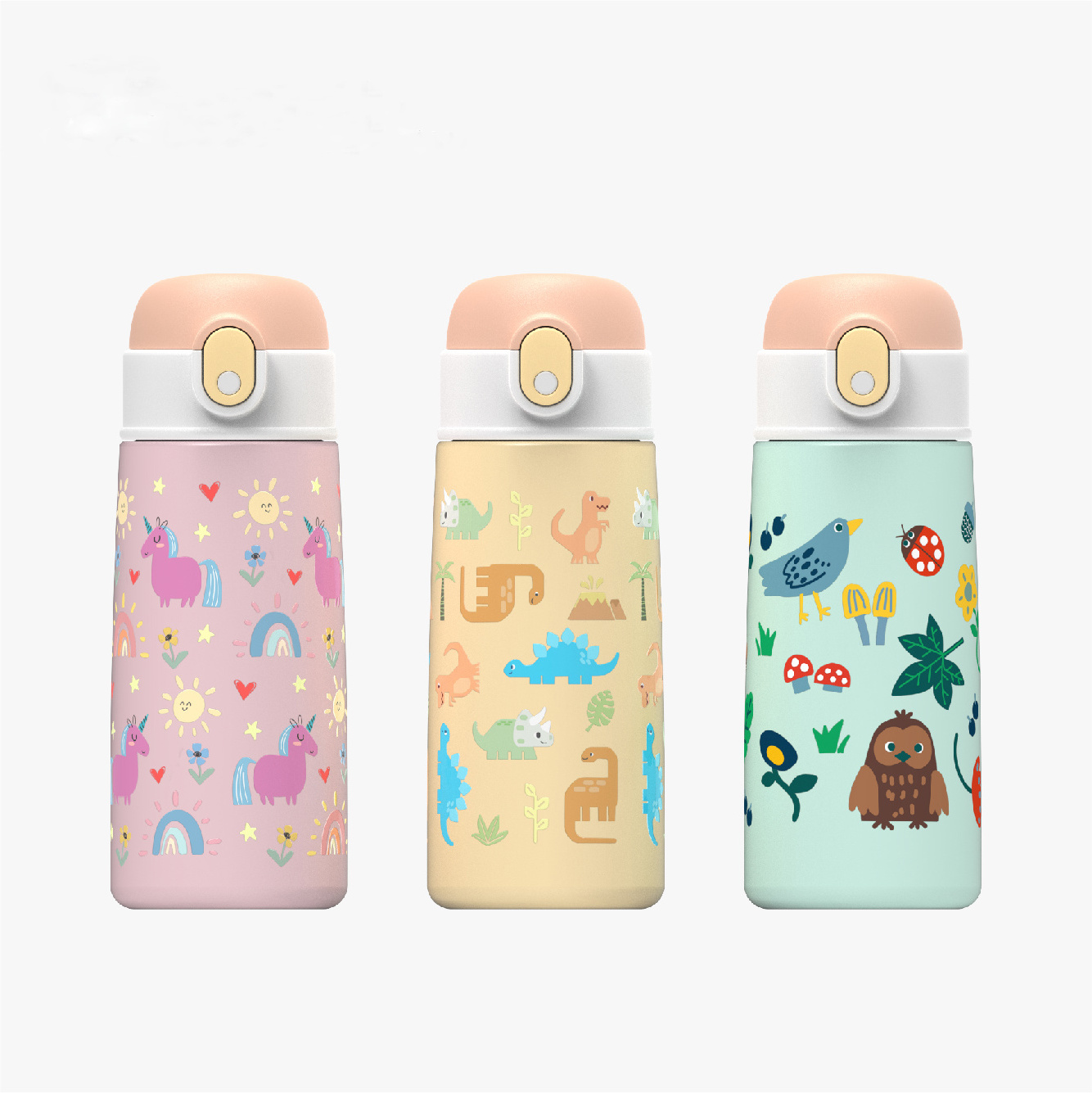 Kids Thermal Flask Double Wall Vacuum Insulated Stainless Steel Water Bottle with Handle Lid for Children Drink