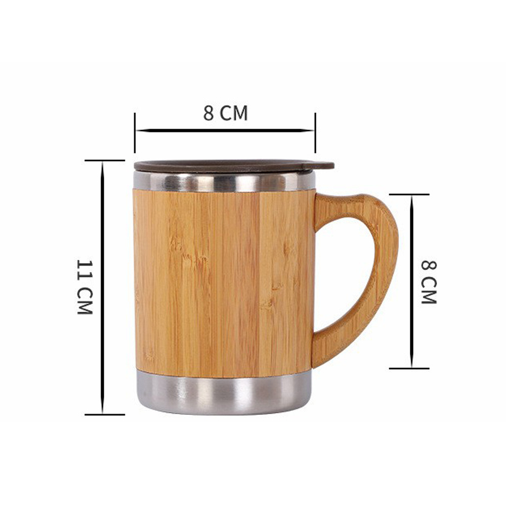 Eco Friendly Europe Hot Selling Stainless Steel Bamboo Coffee Travel Mug with Custom Logo