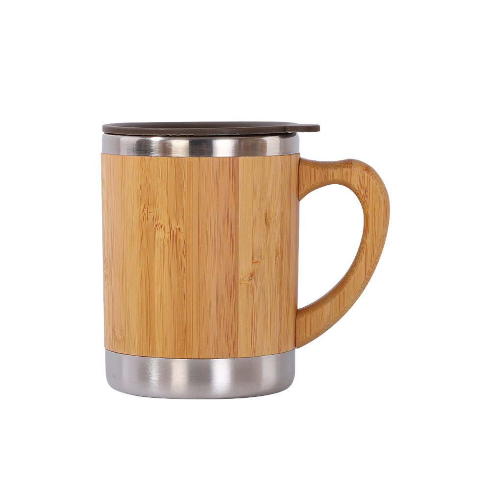 Eco Friendly Europe Hot Selling Stainless Steel Bamboo Coffee Travel Mug with Custom Logo