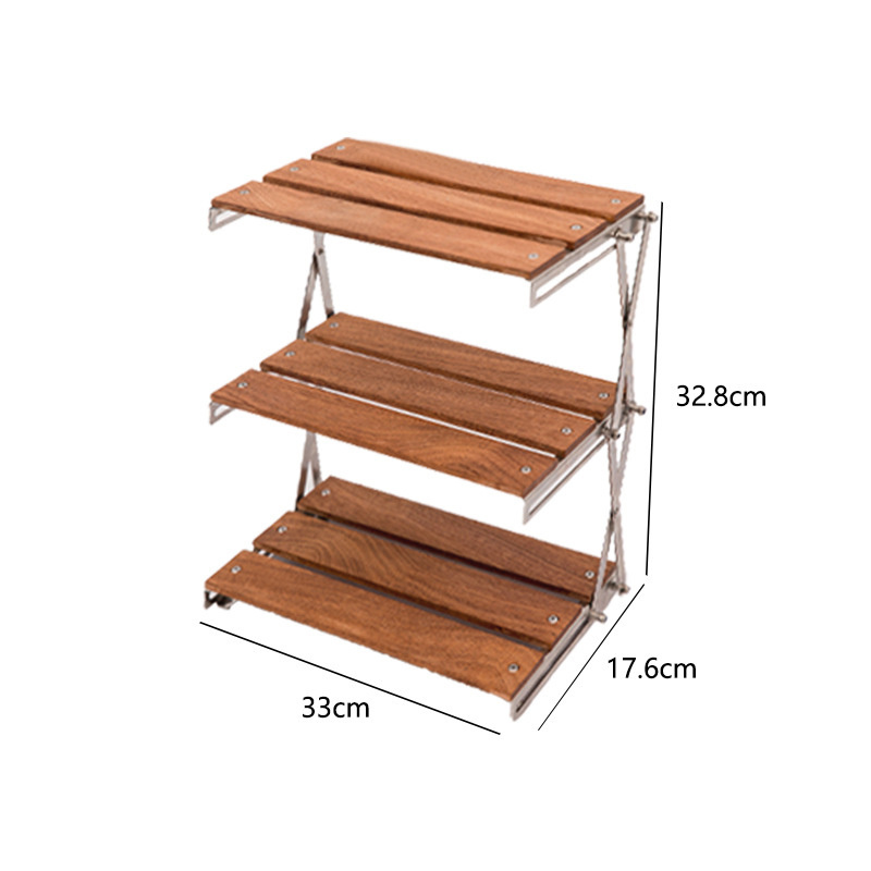 Aluminum Alloy Outdoor Portable Picnic Collapsible Shelf Three Tier Folding Camping Racks