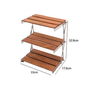 Aluminum Alloy Outdoor Portable Picnic Collapsible Shelf Three Tier Folding Camping Racks