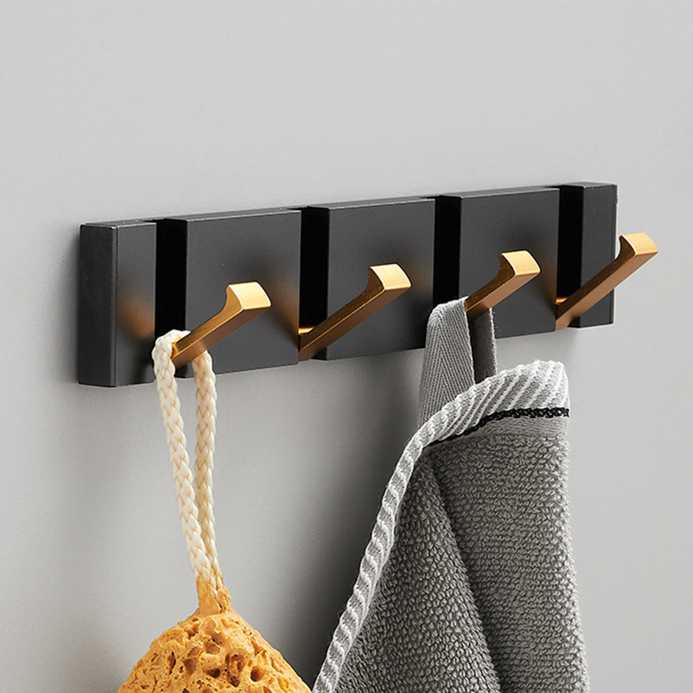 Black Nordic trim wall mounted metal living room closet towel coat clothes hidden wall hooks