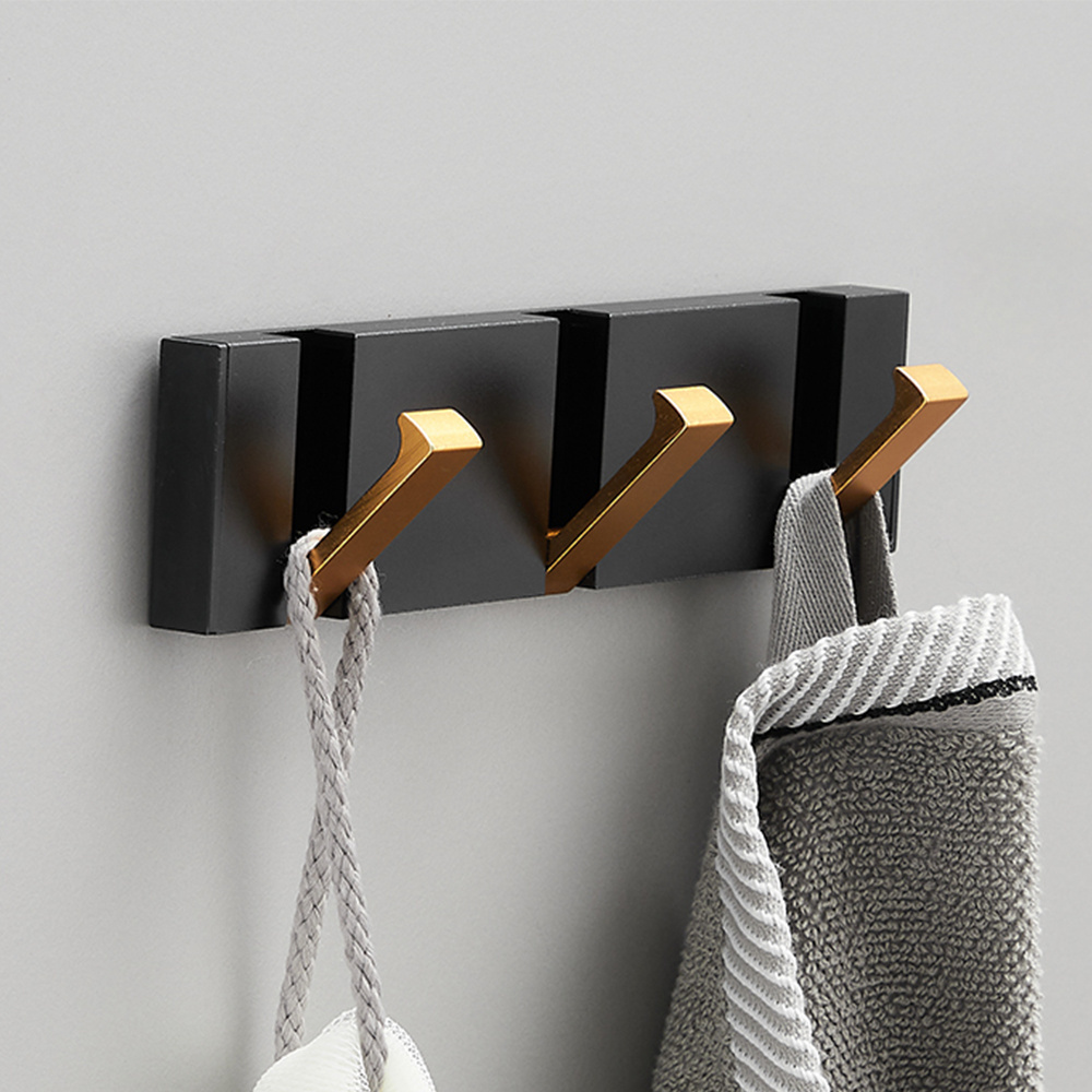 Black Nordic trim wall mounted metal living room closet towel coat clothes hidden wall hooks