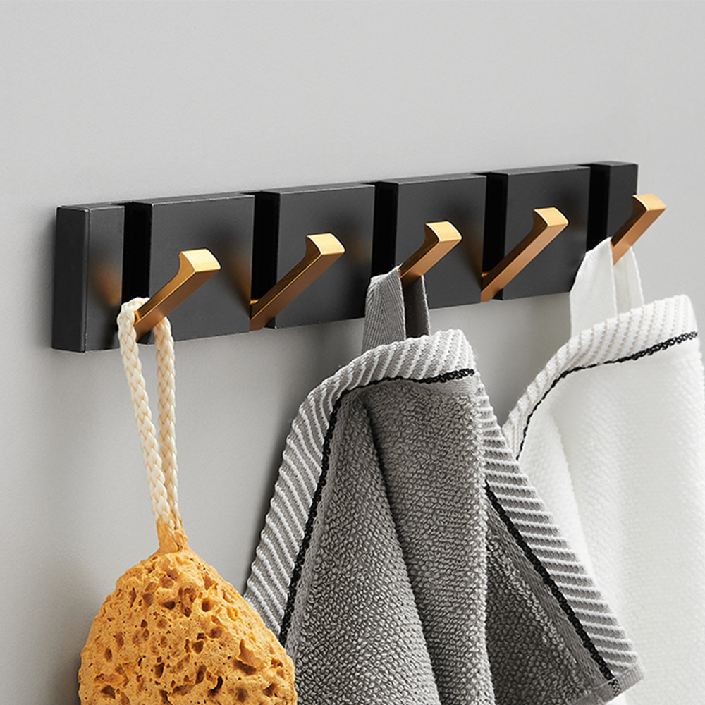 Black Nordic trim wall mounted metal living room closet towel coat clothes hidden wall hooks