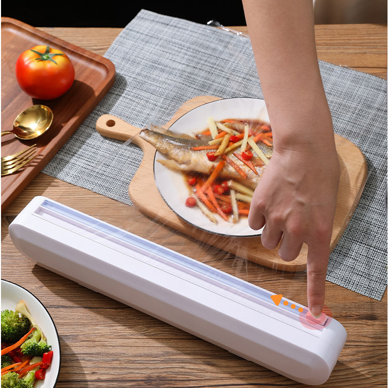 Kitchen Food Cling Film Cutter Wall Mount Paper Towel Storage Holder Plastic Cling Wrap Foil Dispenser