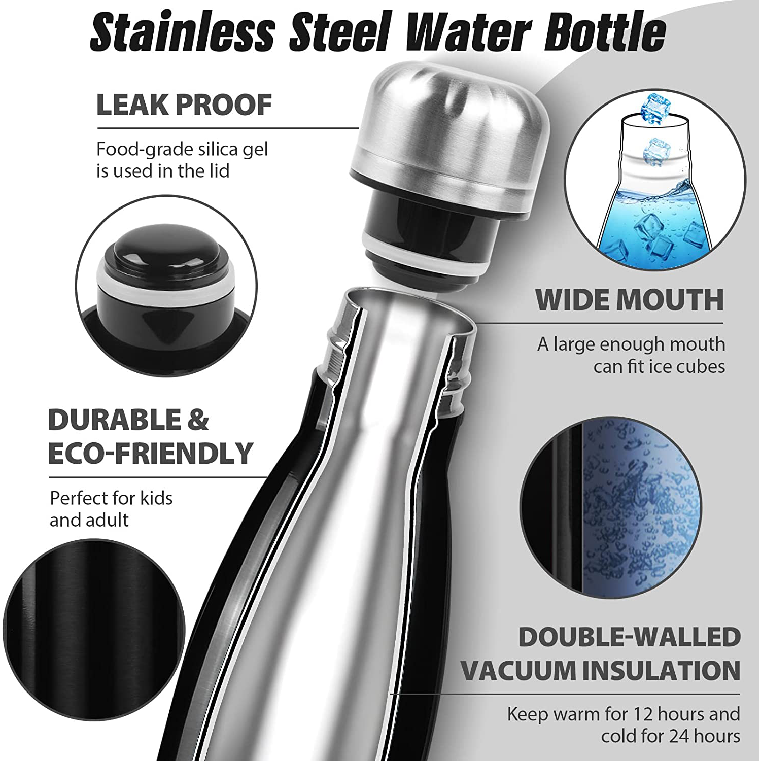 Custom Logo Bulk 350ml/500ml/750ml/1L Stainless Steel Sport Cola Sports Vacuum Insulated Water Bottle