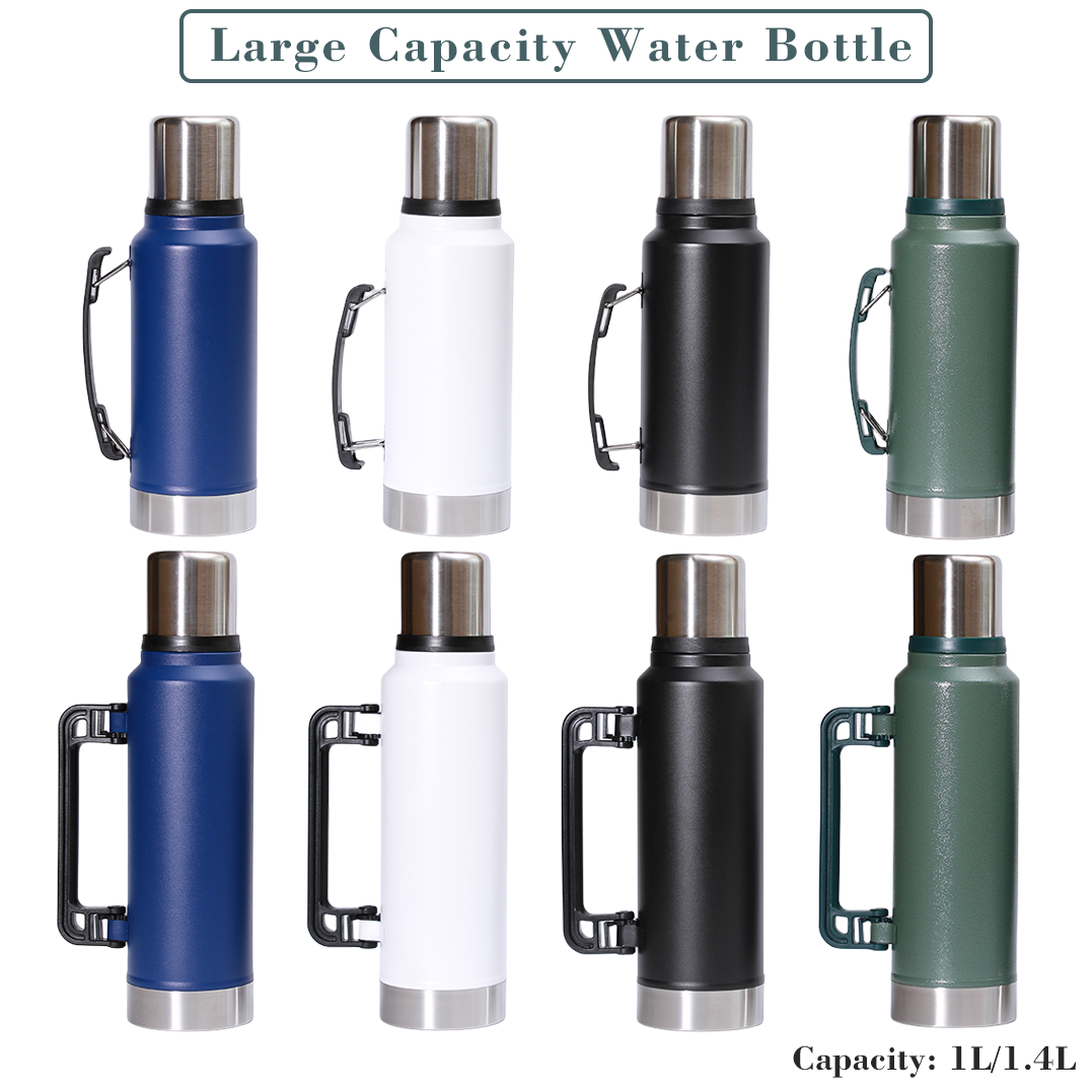 Wholesale Portable Outdoor Stainless Steel 1L Flask Handle Wide Mouth Camp Jug Thermos Vacuum Insulated Water Bottle