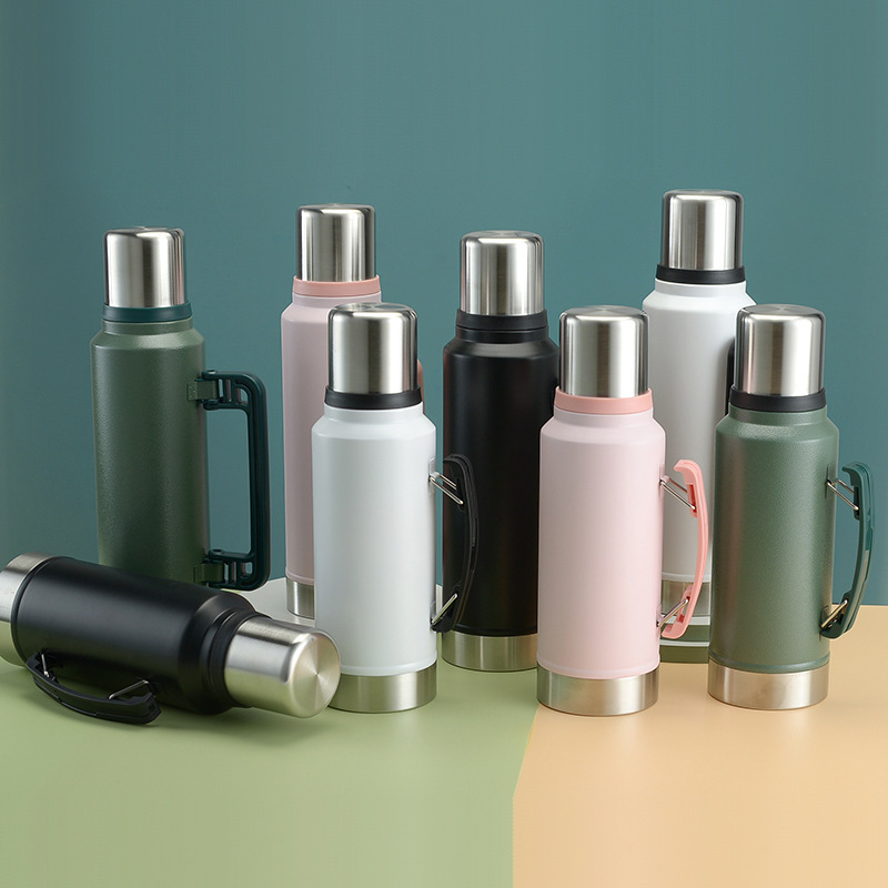 Wholesale Portable Outdoor Stainless Steel 1L Flask Handle Wide Mouth Camp Jug Thermos Vacuum Insulated Water Bottle