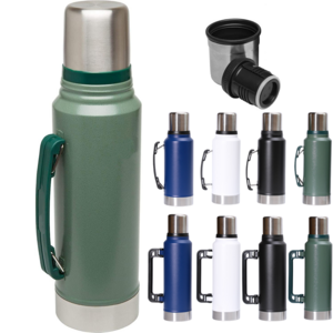 Wholesale Portable Outdoor Stainless Steel 1L Flask Handle Wide Mouth Camp Jug Thermos Vacuum Insulated Water Bottle