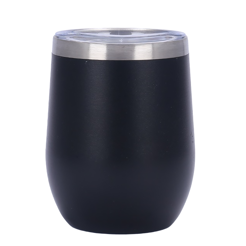 Wholesale 12oz Egg Shape Stainless Steel Insulated thermal Wine Glass 12 oz Travel Coffee Mug Tumbler With straw