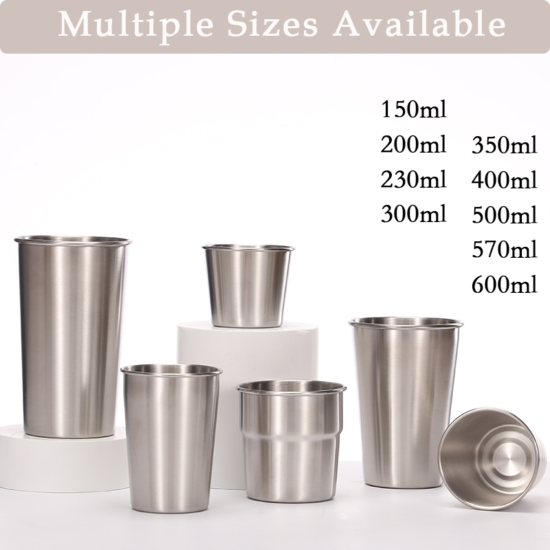 Custom 6oz 10oz 12oz 16oz Stackable Single Wall Metal Drinking Water 304 Stainless Steel Pint Cups For Bar Beer