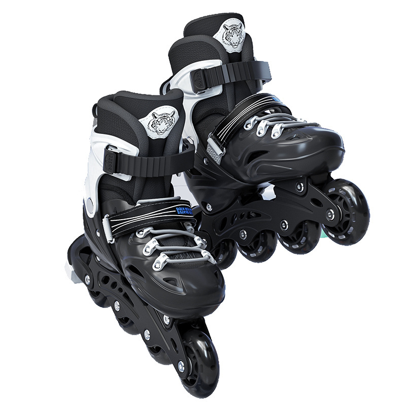 kids rollers Skate Shoe black white adjustable Aluminum alloy frame inline skates