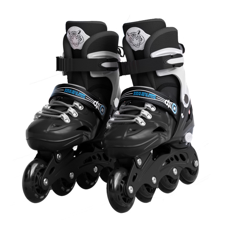 kids rollers Skate Shoe black white adjustable Aluminum alloy frame inline skates