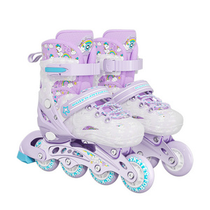 New style hot Sale inline skates flashing roller professional aluminum alloy frame kids inline skates