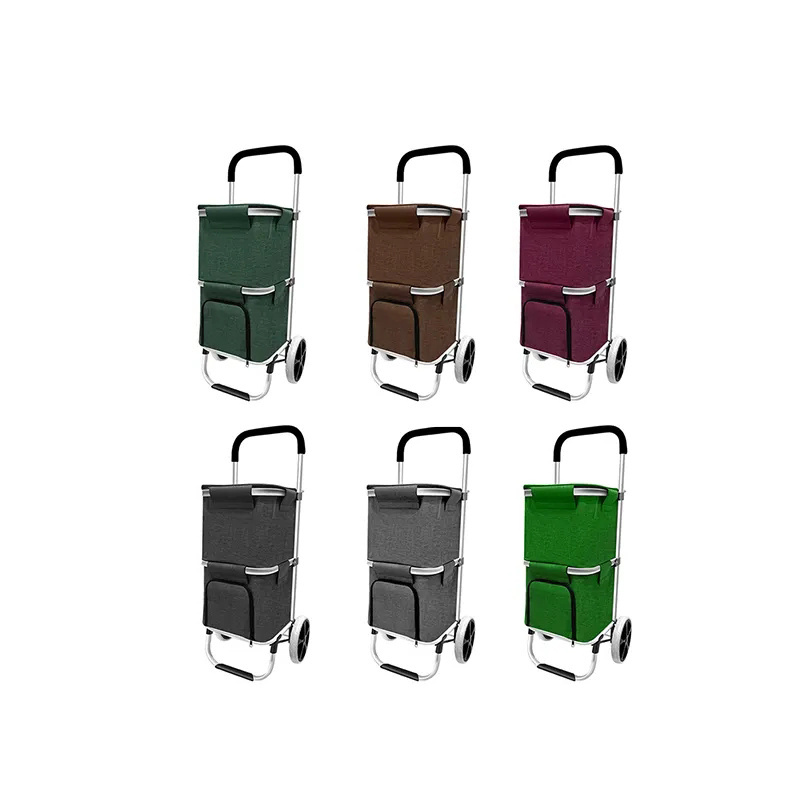 Multifunctional folding aluminum alloy double basket shopping trolley,mini shopping cart