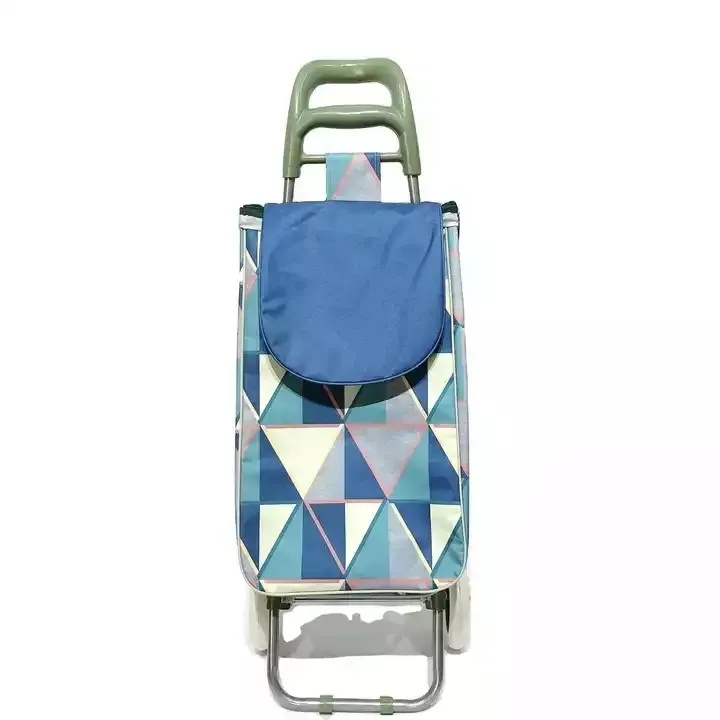 Fashion bag poly wheels retail portable carts for supermarket for home trolley with pocket universal folding shopping cart