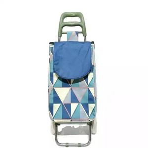 Fashion bag poly wheels retail portable carts for supermarket for home trolley with pocket universal folding shopping cart