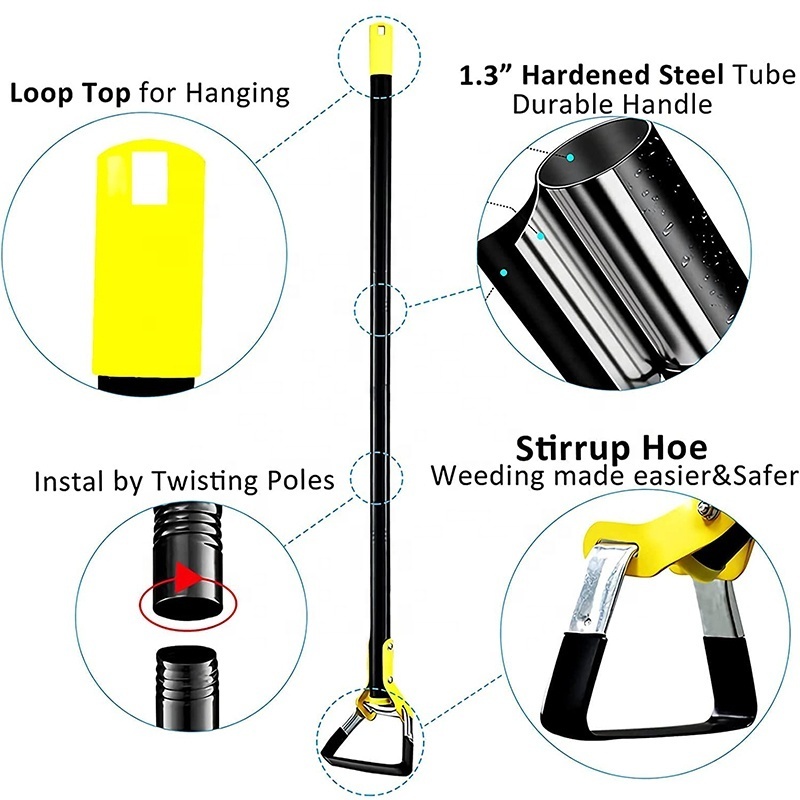 2024 Adjustable Garden Hula Hoes, Stirrup Hoe Weeding Tools Gardening, Scuffle Hoe for Weeding Long Handle Weed Rake