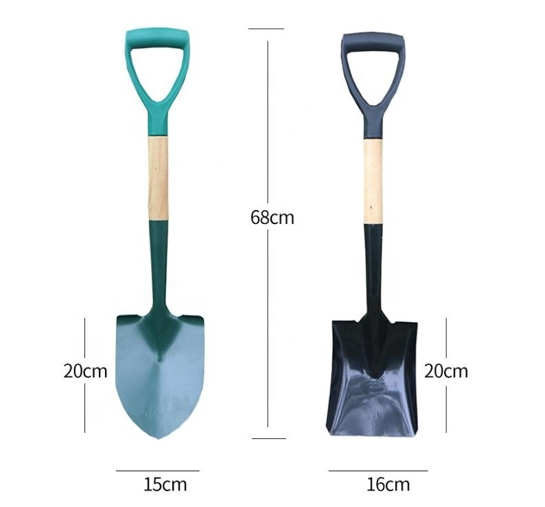 Agricultural carbon steel garden spade with wooden grip handle farming shovel digging spade and shovel