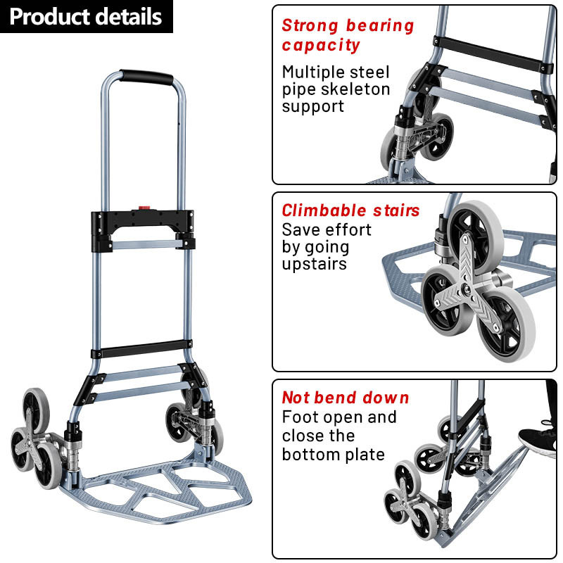 Folding Hand Truck Aluminium,Heavy Duty Hand Truck Foldable Trolley on Wheels,Multi Purpose Sack Truck Moving Trolley