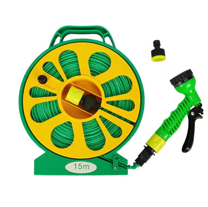 15M flat hose reel set for garden watering or car washing