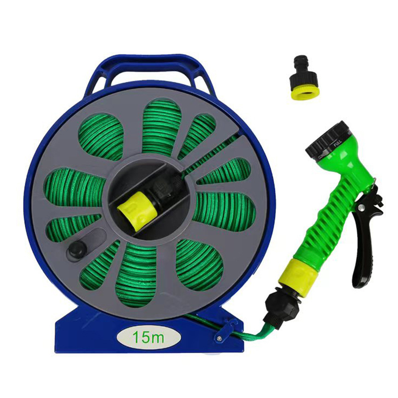 15M flat hose reel set for garden watering or car washing