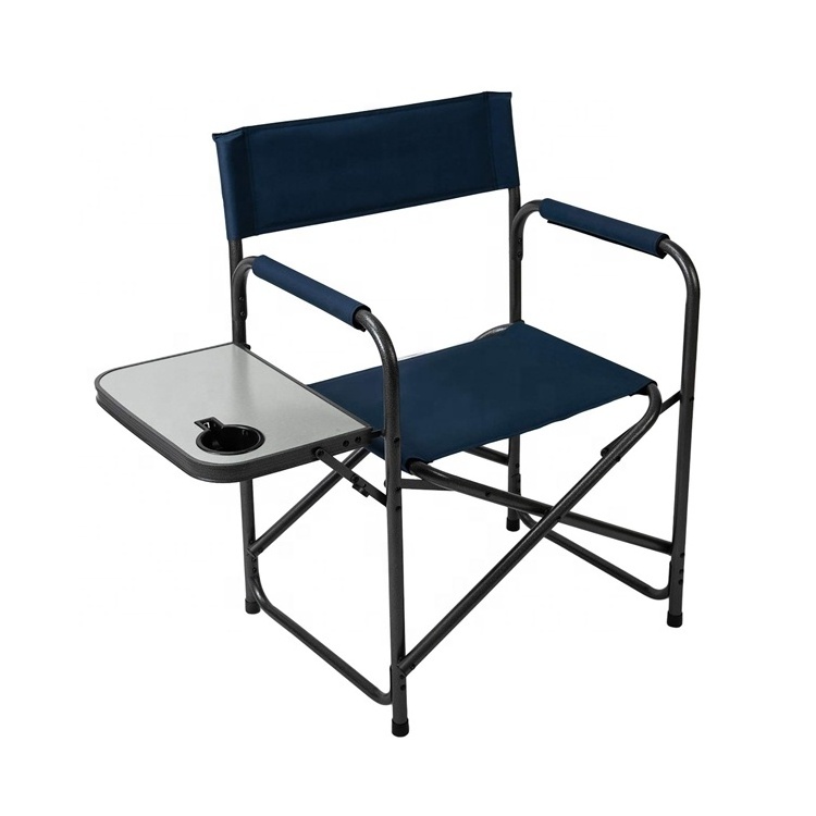 Hot sale OEM Portable Extra Wide Design Makeup Artist Chair Modern Outdoor Folding Metal Director Chair With Side Table