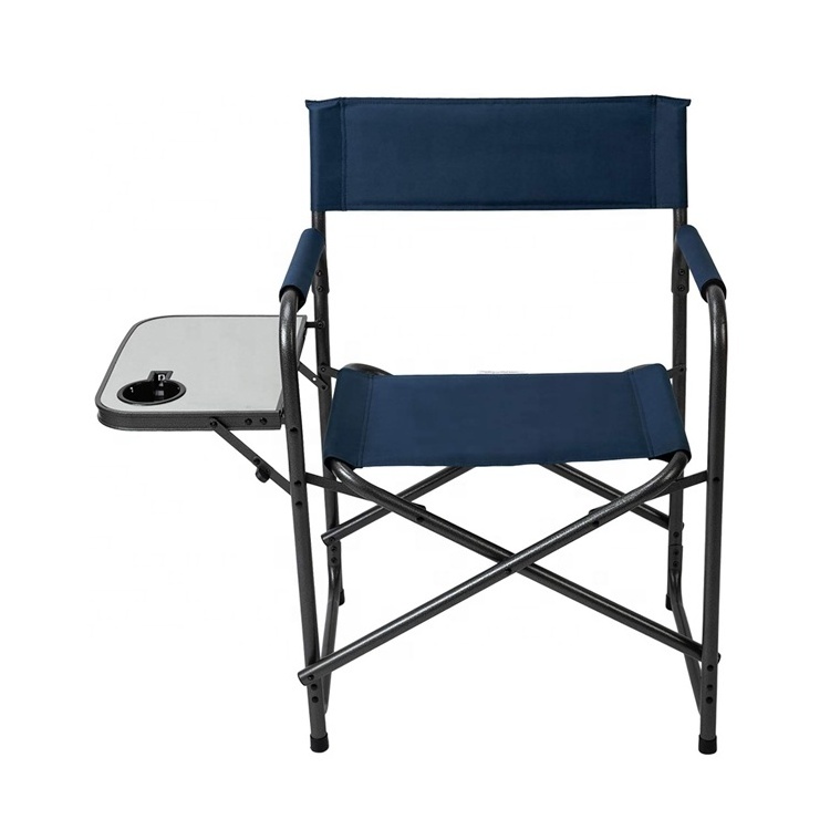 Hot sale OEM Portable Extra Wide Design Makeup Artist Chair Modern Outdoor Folding Metal Director Chair With Side Table