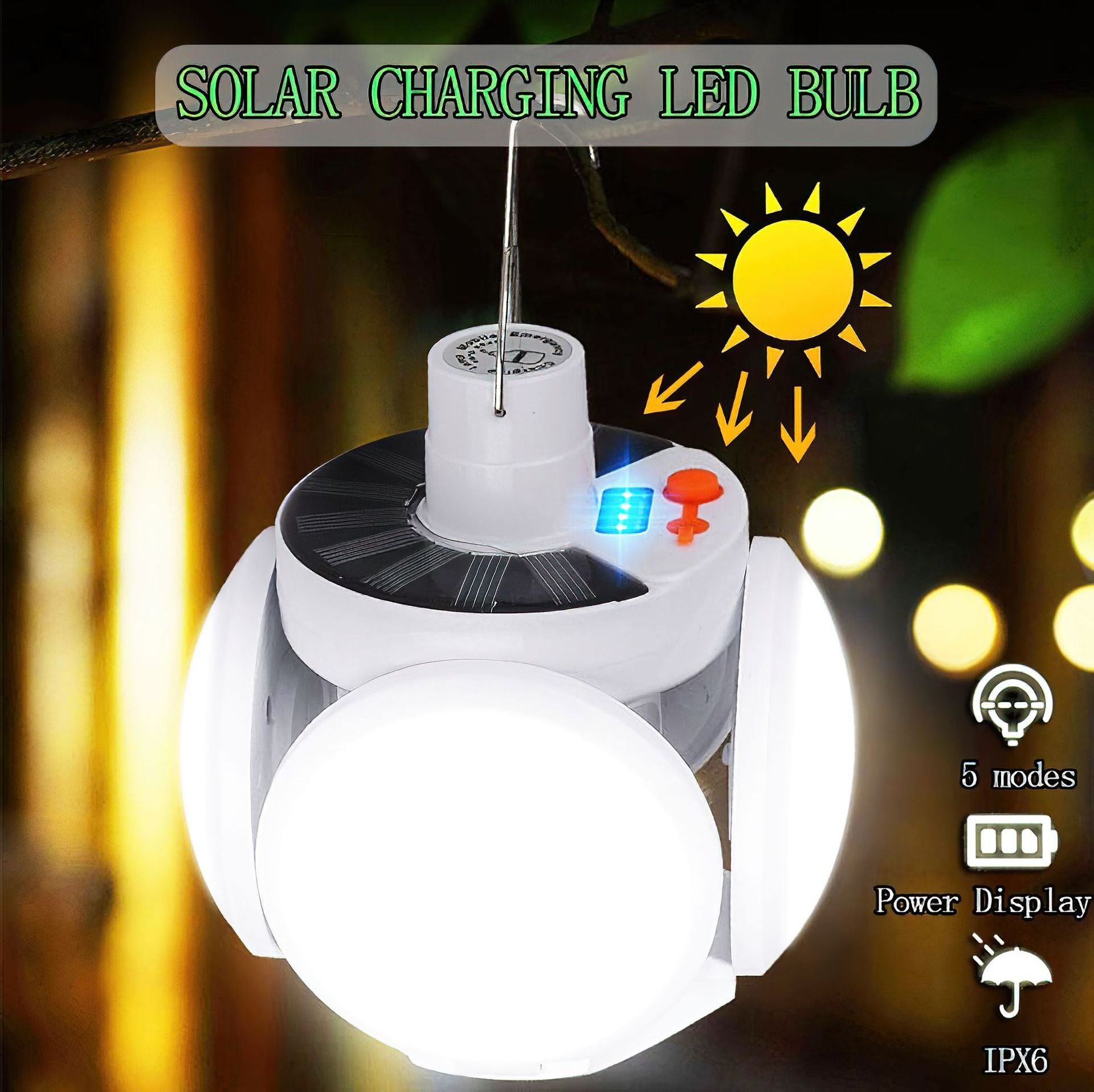 Portable LED Bulb Folding Solar Outdoor Light Waterproof Emergency Solar /USB Charging Lamp Camping Garden Lighting Solar Lights